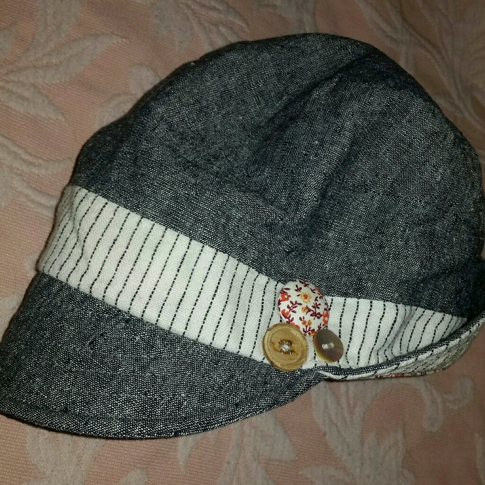 San Diego Hat Co O/S Blue Striped Brim Cap Buttons